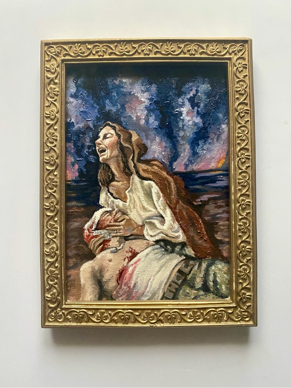 Oil painting with frame